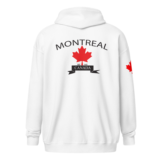 Montreal Maple Leaf Zip Up Unisex Hoodie - Canadian Pride - Toms Vogue